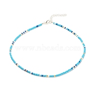 Glass Seed Beaded Necklace, Summer Jewelry for Women, Sky Blue, 15.94 inch(40.5cm)(NJEW-JN03825-04)