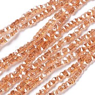 Electroplate Glass Beads Strands, Faceted, Rounded Rectangle, Pearl Luster Plated, Dark Orange, 3x4.5x3.5mm, Hole: 0.8mm, about 149pcs/strand, 17.32 inch(44cm)(EGLA-L021-PL01)