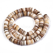 Natural Freshwater Shell Beads Strands, Disc/Flat Round, Heishi Beads, Shell Shards, Wheat, 7~8x0.5~2.5mm, Hole: 0.8mm, about 204pcs/Strand, 15.16 inch(38.5cm)(SHEL-N003A-02)