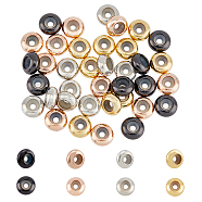CHGCRAFT 40Pcs 4 Colors Brass Beads, with Rubber Inside, Slider Beads, Stopper Beads, Rondelle, Mixed Color, 8x4mm, Hole: 2mm, 10pcs/color(KK-FH0006-49A)