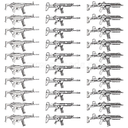 30Pcs 3 Style Tibetan Style Alloy Pendants, Gun/Rifle, Cadmium Free & Lead Free, Antique Silver, 42~45x14~17x2.5~3mm, hole: 2~2.5mm, 10pcs/style(TIBEP-SC0002-18)