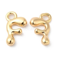 Brass Charms, Real 18K Gold Plated, Letter F, 13.5x7.5x2.5mm, hole: 2mm(KK-P234-13G-F)