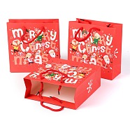 Christmas Themed Paper Bags, Square, for Jewelry Storage, Christmas Themed Pattern, 20x20x0.45cm(CARB-P006-01A-03)