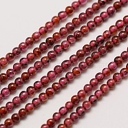 Natural Gemstone Garnet Round Beads Strands, 3mm, Hole: 0.8mm, about 126pcs/strand, 16 inch(G-A130-3mm-31)