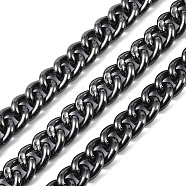 Aluminium Curb Chain, Unwelded, with Spool, Gunmetal, 15.5x13x3.5mm, about 39.37 Feet(12m)/Roll(CHA-C003-09B)