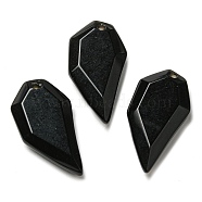Natural Obsidian Pendants, Faceted Half Heart Charms, 27x14x5.5mm, Hole: 1.5mm(G-G052-A05)