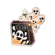 Halloween Theme Opaque Acrylic Pendants, Ghost, Orange, 40x35x2mm, Hole: 2.2mm(SACR-S034-02D)