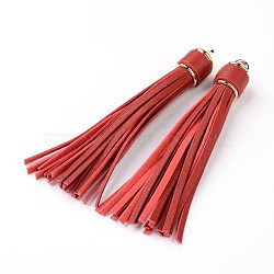 Multifunction Imitation Leather Tassels Mobile Straps, with Alloy Findings, Golden, Red, 105x15mm(MOBA-L002-09)