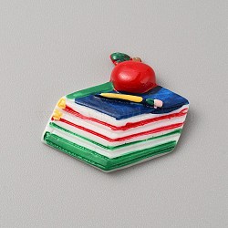 Cartoon Teachers' Day Resin Cabochons, Study Theme Cabocbons, Apple, 30x34.5x6mm(RESI-WH0038-05A)