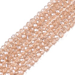 Electroplate Glass Beads Strands, Pearl Luster Plated, Faceted, Rondelle, PeachPuff, 2.3~2.7x2mm, Hole: 0.4mm, about 150~155pcs/strand, 32~33cm(EGLA-A044-T1mm-A20)