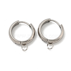 Tarnish Resistant 201 Stainless Steel Huggie Hoop Earring Findings, with Horizontal Loop and 316 Surgical Stainless Steel Pin, Stainless Steel Color, 13x4mm, Hole: 2.5mm, Pin: 1mm(STAS-P283-01V-P)