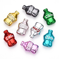 UV Plating Acrylic Beads, with Enamel, Soda Bottle, Mixed Color, 30x19x12mm, Hole: 2mm(X-PACR-C005-15)