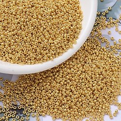 MIYUKI Round Rocailles Beads, Japanese Seed Beads, 11/0, (RR191) 24kt Gold Plated, 2x1.3mm, Hole: 0.8mm, about 5500pcs/50g(SEED-X0054-RR0191)