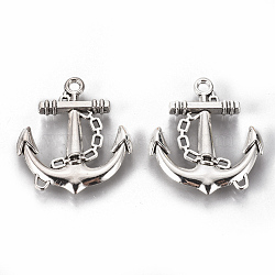 Tibetan Style Alloy Pendants, Cadmium Free & Nickel Free & Lead Free, Anchor, Antique Silver, 32x27x4mm, Hole: 2.5mm(TIBEP-EA10917YKG-AS-FF)