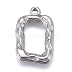 Non-Tarnish 304 Stainless Steel Hammered Pendants, Frame, Stainless Steel Color, 20x13x3mm, Hole: 1.4mm(STAS-F249-42P)