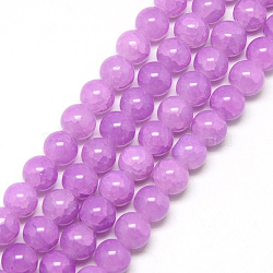 Baking Painted Crackle Glass Beads Strands, Round, Medium Orchid, 8mm, Hole: 1.3~1.6mm, about 100pcs/strand, 31.4 inch(X-DGLA-Q023-8mm-YS11)