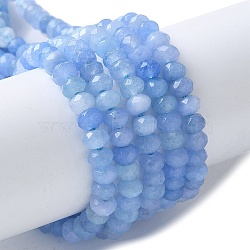 Dyed Natural Malaysia Jade Rondelle Beads Strands, Faceted, Cornflower Blue, 4x2~3mm, Hole: 1mm, about 110~115pcs/strand, 14 inch(G-E316-2x4mm-60)