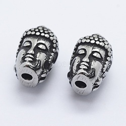 316 Surgical Stainless Steel Beads, Buddha, Antique Silver, 13.5x8x9mm, Hole: 2mm(STAS-O102-09AS)