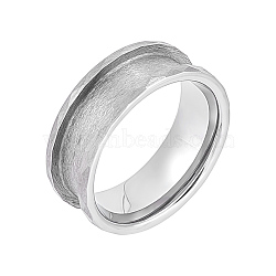 1Pc Tungsten Steel Grooved Finger Ring Settings, Ring Core Blank, for Inlay Ring Jewelry Making, Stainless Steel Color, Inner Diameter: 18.8mm(RJEW-UN0002-93A)