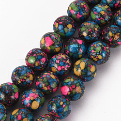 Natural Jasper Beads Strands, Imitation Turquoise, Round, Dyed, Colorful, 8.5mm, Hole: 1mm, about 43~44pcs/strand, 15.16 inchdes~15.35 inch(38.5cm~39cm)(G-T132-034C)
