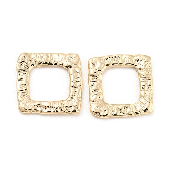 Brass Linking Rings, Textured Square Connector, Real 18K Gold Plated, 14.5x15x1.5mm