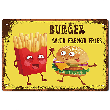 Rectangle Metal Iron Sign Poster, for Home Wall Decoration, Food Pattern, 200x300x2.2mm