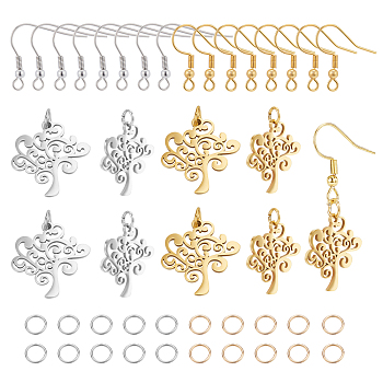 DIY Tree of Life Earring Making Kits, Including 12Pcs 304 Stainless Steel Pendants, 20Pcs Open Jump Rings, 20Pcs Earring Hooks, Mixed Color