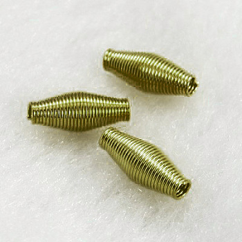 Steel Spring Beads, Coil Beads, Rice, Antique Bronze, about 4mm wide, 9mm long, hole: 1mm