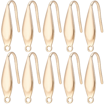 80Pcs 316 Stainless Steel Earring Hooks, with Vertical Loop, Ear Wire, Real 18K Gold Plated, 20.5x4.5mm, Hole: 1.2mm