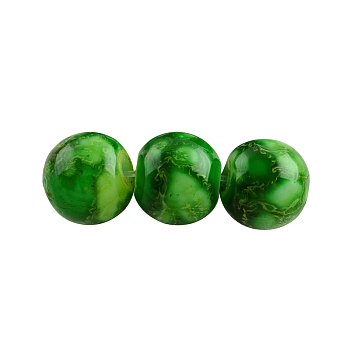 Baking Painted Round Glass Bead Strands, Green, 8mm, Hole: 1.3~1.6mm, about 100pcs/strand, 31.4 inch
