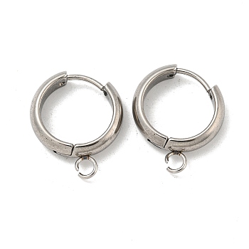 201 Stainless Steel Huggie Hoop Earring Findings, with Horizontal Loop and 316 Surgical Stainless Steel Pin, Stainless Steel Color, 13x4mm, Hole: 2.5mm, Pin: 1mm
