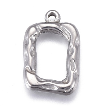 Non-Tarnish 304 Stainless Steel Hammered Pendants, Frame, Stainless Steel Color, 20x13x3mm, Hole: 1.4mm