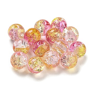 Transparent Spray Painting Crackle Glass Beads, Round, Gold, 8mm, Hole: 1.6mm, 300pcs/bag