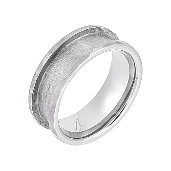 1Pc Tungsten Steel Grooved Finger Ring Settings, Ring Core Blank, for Inlay Ring Jewelry Making, Stainless Steel Color, Inner Diameter: 18.8mm