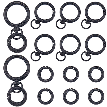 8Pcs Zinc Alloy Swivel Clasps, Swivel Snap Hook, 8Pcs Zinc Alloy Spring Gate Rings, Gunmetal, 20~39x20~27x3.5~4mm, hole: 10x5mm