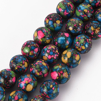 Natural Jasper Beads Strands, Imitation Turquoise, Round, Dyed, Colorful, 8.5mm, Hole: 1mm, about 43~44pcs/strand, 15.16 inchdes~15.35 inch(38.5cm~39cm)