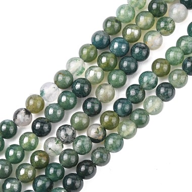 4mm Green Round Moss Agate Beads