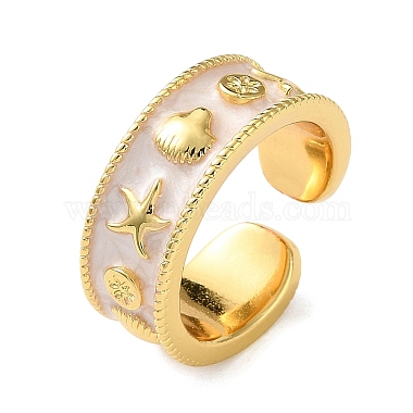 Brass Enamel Cuff Open Rings(KK-E807-01G)-4