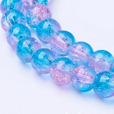 6mm DodgerBlue Round Crackle Glass Beads