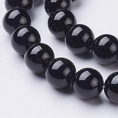 Natürlicher schwarzer Onyx runde Perlenstränge(GSR8mmC097)-2