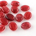 Oval Imitation Gemstone Acrylic Beads, Cerise, 19x15x7mm, Hole: 2mm, about 330pcs/500g(OACR-R047-02)
