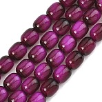 Dyed Imitation Tiger Eye Glass Beads Strands, Barrel, Fuchsia, 9.5x8mm, Hole: 1mm, about 79pcs/strand, 29.53''(75cm)(GLAA-H040-02D)