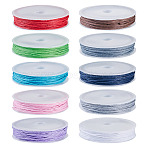 68M 10 Colors Waxed Cotton Cords, Multi-Ply Round Cord, Macrame Artisan String for Jewelry Making, with 10Pcs Polypropylene(PP) Spools, Mixed Color(YC-TA0001-06)