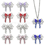 10Pcs 5 Colors Rack Plating Alloy Rhinestone Pendants, Bowknot Charms, Platinum, Mixed Color, 20.5x23x4.5mm, Hole: 1.6mm, 2pcs/color(FIND-YW0012-65)