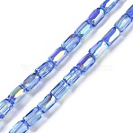 Electroplate Glass Beads Strands, AB Color Plated, Faceted, Column, Cornflower Blue, 6.5x4mm, Hole: 0.8mm, about 80pcs/strand, 20.08''(51cm)(GLAA-Q101-02A-AB03)