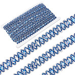 Waved Paillette Lace Trims, Sparkle Lace Trimming with Flower Pattern, Blue, 3/4 inch(18mm), about 14.22 Yards(13m)/Card(OCOR-WH0070-13A)