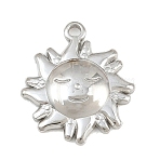 304 Stainless Steel Pendants, Smiling Sun Face Charms, Stainless Steel Color, 17.5x15x2.5mm, Hole: 1.5mm(SA-CBABA5E-07P-01)