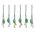 6Pcs 6 Styles Natural Green Aventurine Mobile Straps, with Glass FLower, Mixed Color, 10.6~10.8cm, 1pc/style(HJEW-JM01945)