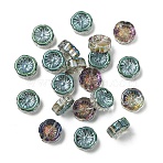 20Pcs Half Plated Electroplate Glass Transparent Beads Strands, Flower, Medium Aquamarine, 14x14.5x5.5mm, Hole: 1.2mm(EGLA-YW0005-18D)