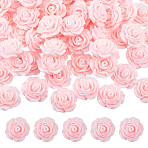 80Pcs Opaque Resin Cabochons, Rose Flower, Pink, 18.5x18x8mm(RESI-DC0001-61C)